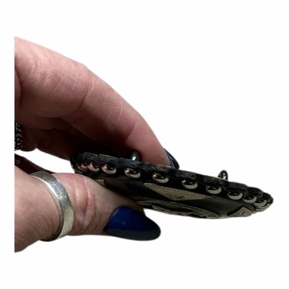 Horseshoe Star Silver Black Belt Buckle: Rustic Gray Oval Rope Buckle main image 5